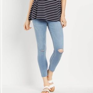 Indigo Blue Distressed Cropped Jeggings